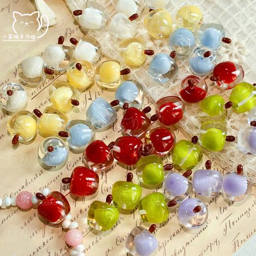 新款云雾夹心树脂苹果DIY配件