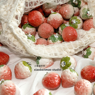 鲜果草莓陶瓷吊坠配件diy手工串珠手链项链手机链饰品配件材料