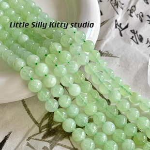 透淡绿色天然石系列圆珠散珠diy串珠饰品手链项链材料 青提