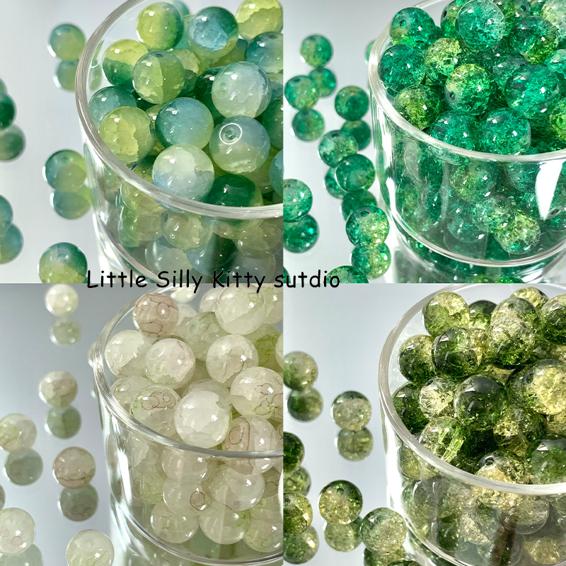玻璃绿色系琉璃珠diy手工串珠