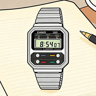 卡西欧复古电子表男女小方块不锈钢运动手表数字显示海外直邮