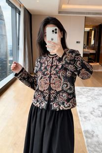 国风复古真丝香云纱提花重工腰果花刺绣外套 新中式 2026春季 新款