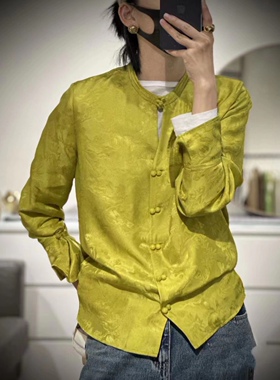 精致优雅～中式国风盘扣精致提花真丝衬衣高级感满满