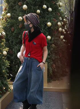 2025秋冬新款时尚百搭圆领拼接假两件显瘦短袖T恤女