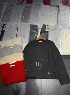 CJZP设计师品牌2025秋冬新款时尚百搭圆领拼色重磅山羊绒针织衫女