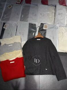 CJZP设计师品牌2025秋冬新款时尚百搭圆领拼色重磅山羊绒针织衫女