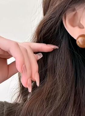 秋冬超美焦糖黄色气质耳饰复古夸张滴油美拉德风925银针耳钉耳环