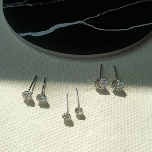 精致养护耳环女 简约迷你闪闪锆石耳饰925银针星星小耳钉百搭韩版