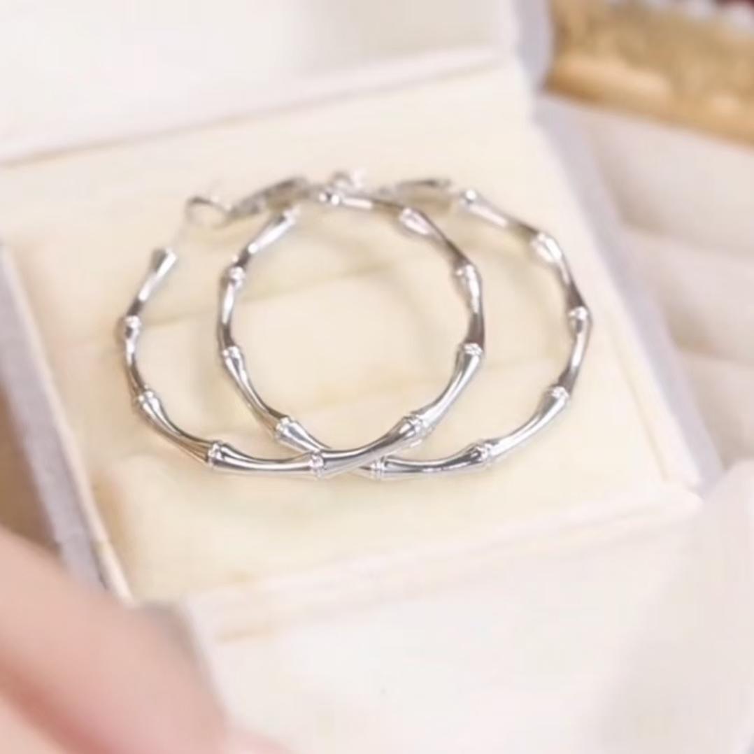 新款银针复古竹节耳环