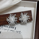 2025超仙银色烟花无耳洞耳夹高颜值免打孔耳钉甜美耳环耳坠耳饰品