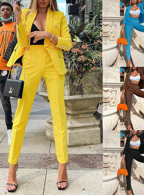 长袖修身小西服两件套 female pantsuit брюки Костюм