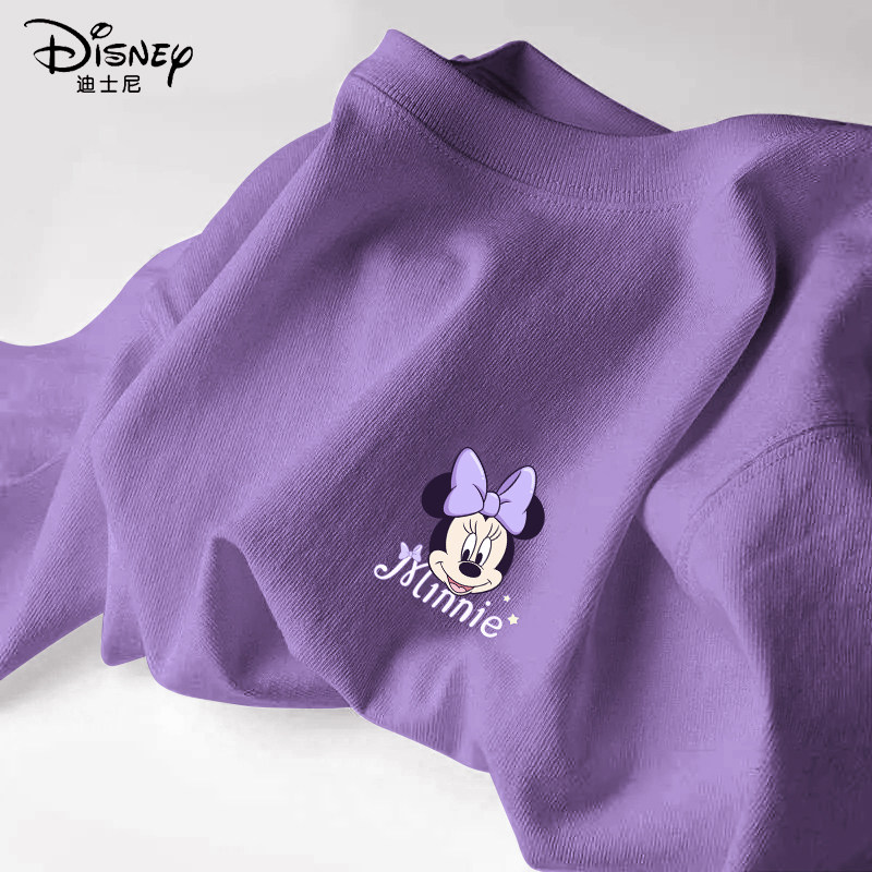 迪士尼女童短袖t恤2026新款纯棉紫色半袖夏季衣服薄款儿童夏装女