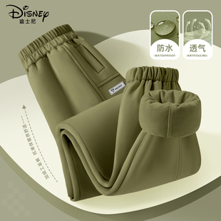 迪士尼男童加绒裤子2026新款大童冬季一体绒工装风保暖裤儿童冬装