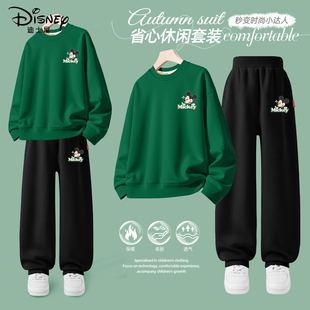 迪士尼男童加绒套装冬季帅气男孩2025新款保暖卫衣儿童冬装两件套