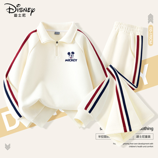 迪士尼男童春季套装2026新款男孩polo领卫衣痞帅潮酷大童儿童春装