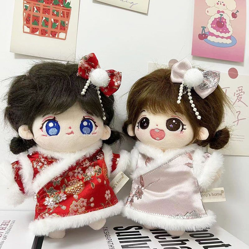 20cm娃衣刺绣桃花唐装套装棉花