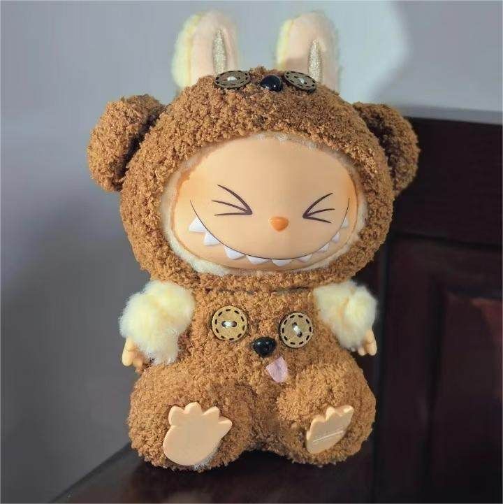 LABUBU坐坐派对娃衣拉布布马卡龙2代坐姿搪胶公仔衣服现货包邮