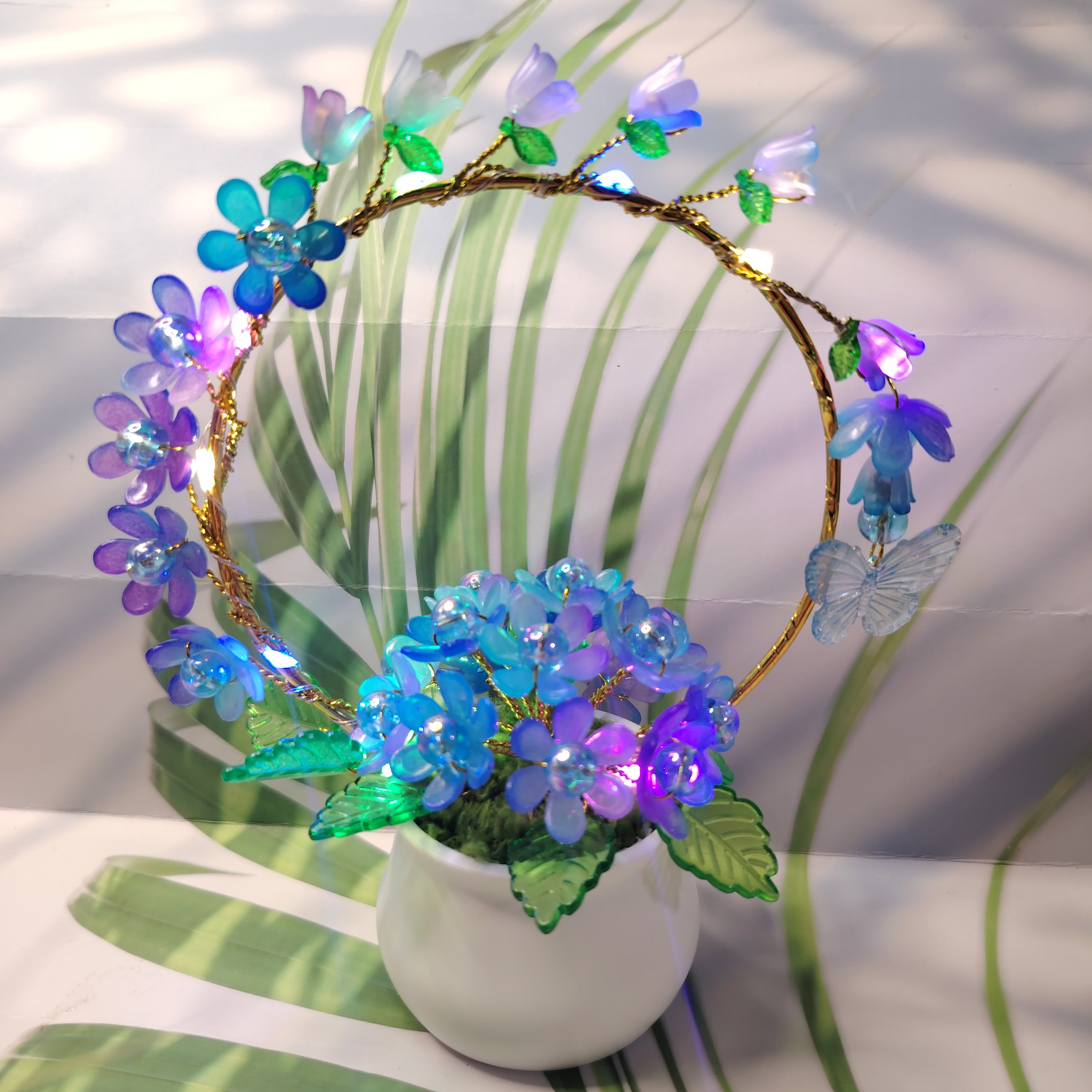 青青的手工小盆栽成品桌面小摆件绣球铃兰发光礼物玲珑仙子小花篮,特色手工艺,其他特色工艺品,淘宝优惠券,粉丝福利购,淘宝优惠卷