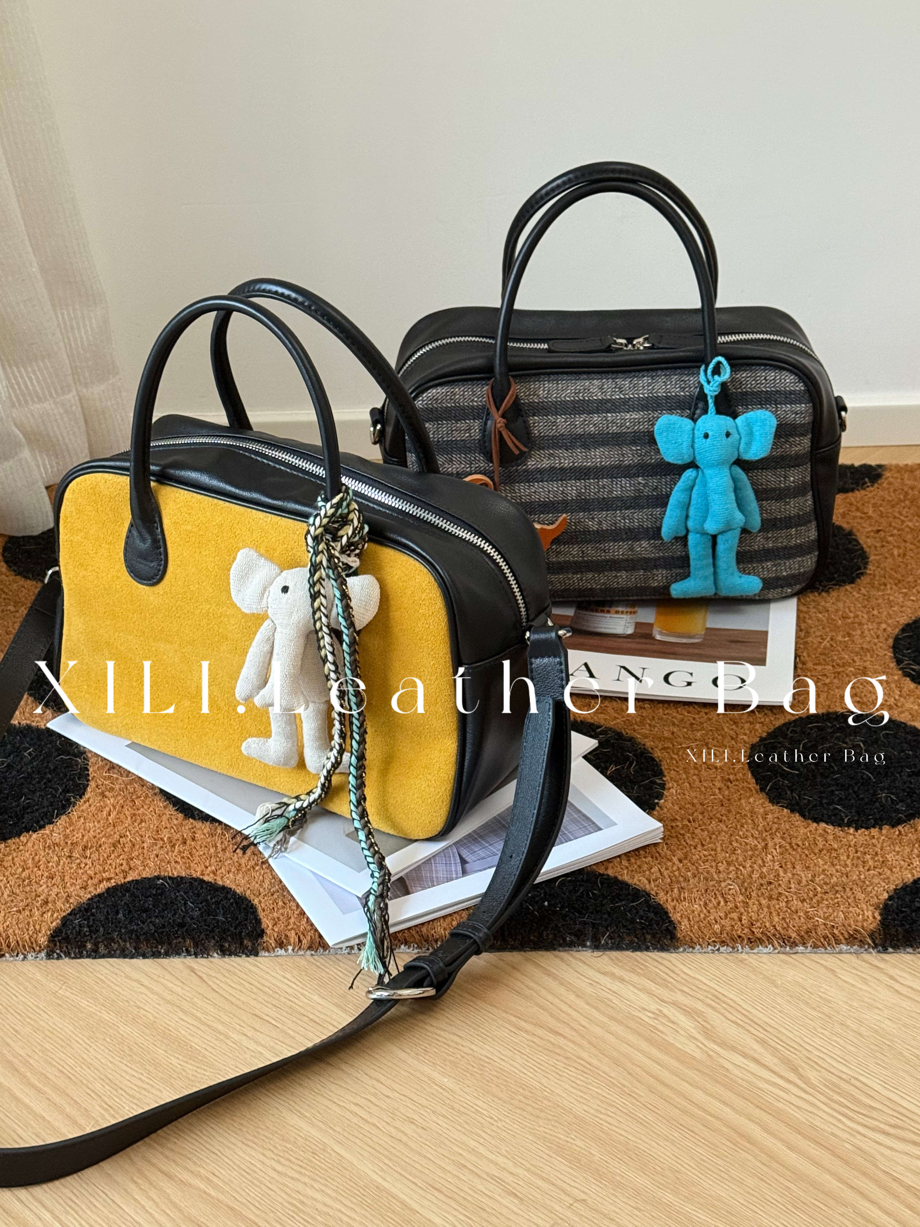 西在浙里｜头层胎牛皮手提包公文包旅行波士顿可斜挎包包