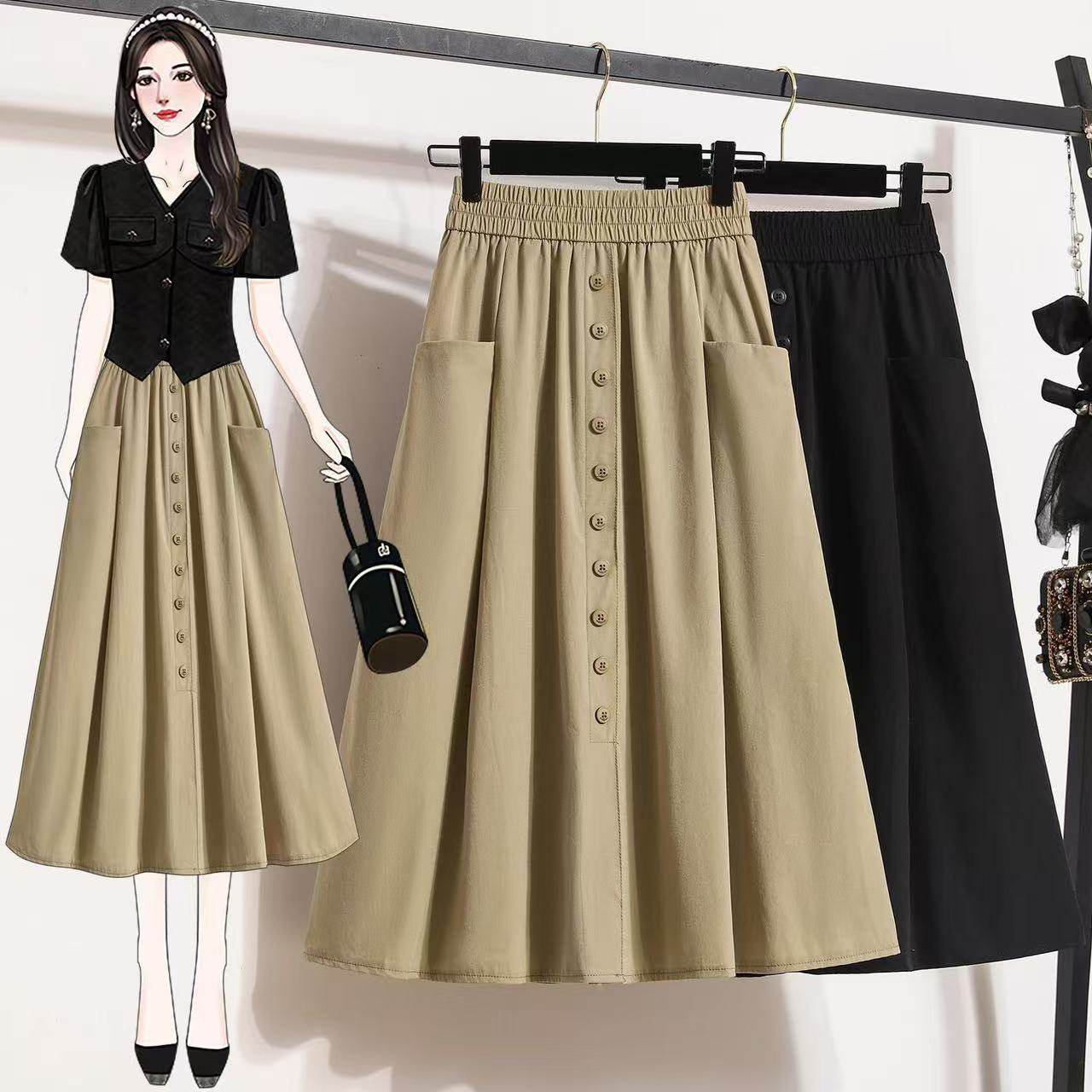 大码女装夏季薄款休闲半身裙女气质高腰a字半裙胖MM显瘦西装伞裙,女装/女士精品,大码半身裙,淘宝优惠券,粉丝福利购,淘宝优惠卷