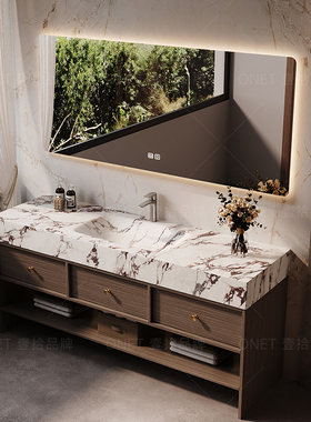 全铝蜂窝铝宝格丽热弯一体盆浴室柜组合落地洗漱台别墅卫生间定制