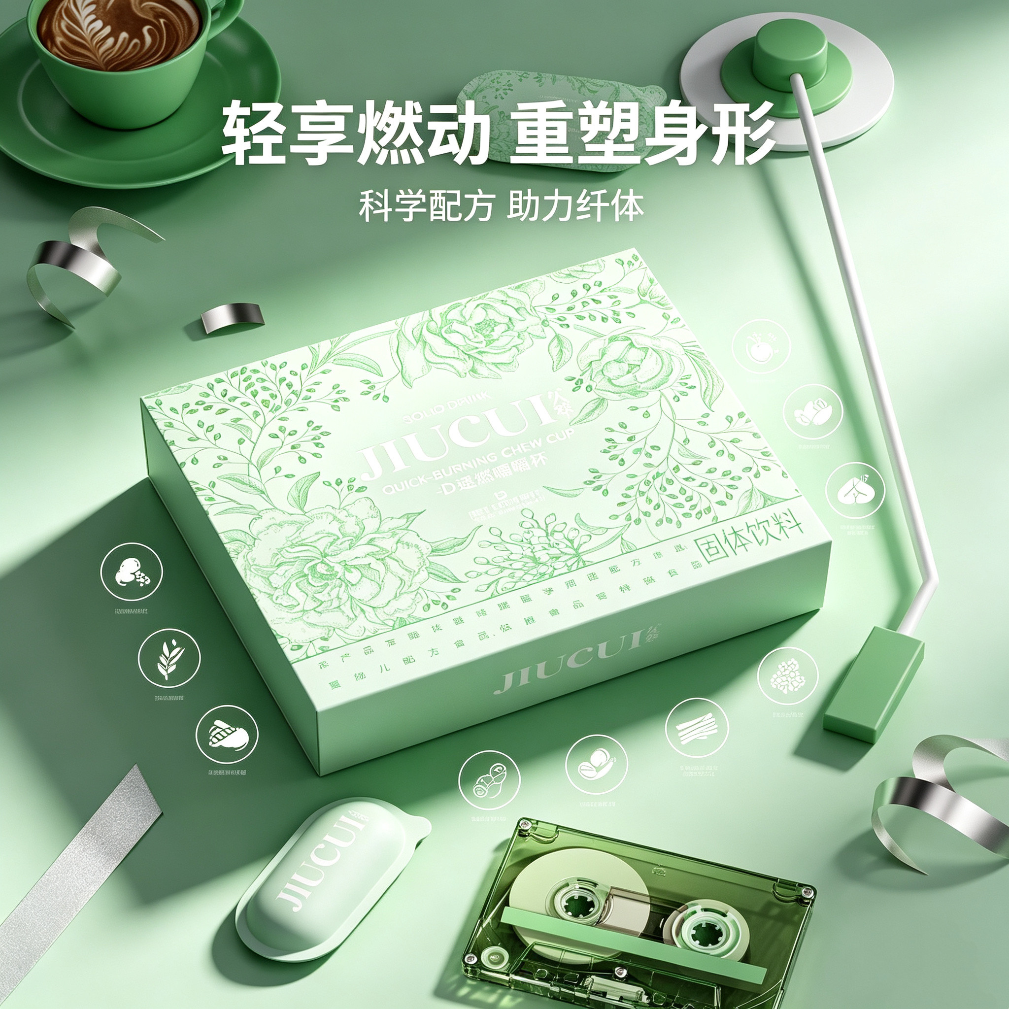 Rkilo9D速燃嚼嚼杯固体饮料饱腹控制食欲小魔杯燃千千轻卡巧克力
