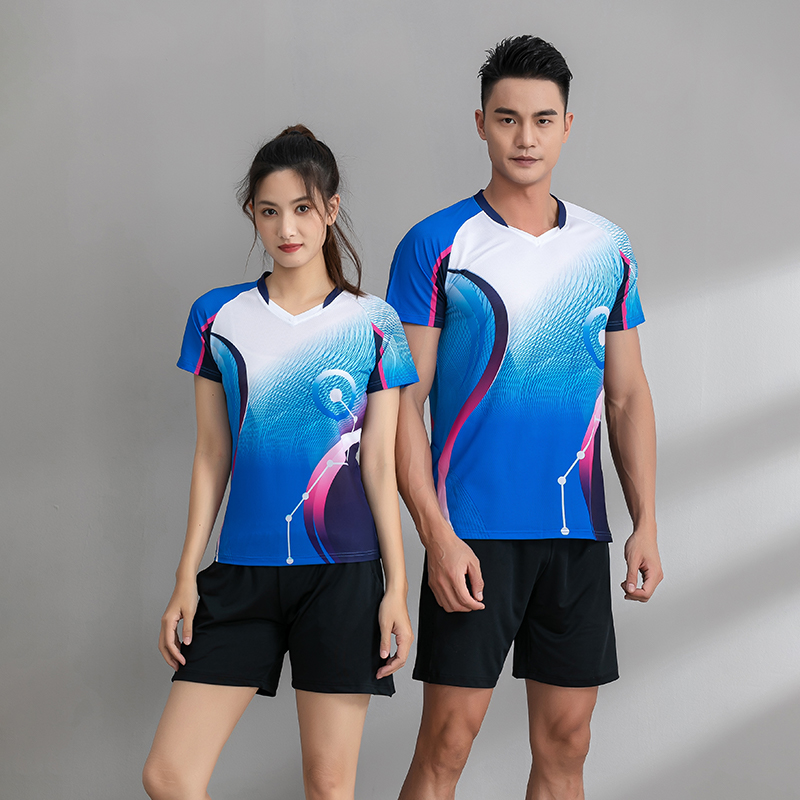 2024新款羽毛球服女短袖运动套装速干网球乒乓球服宽松上衣定制男