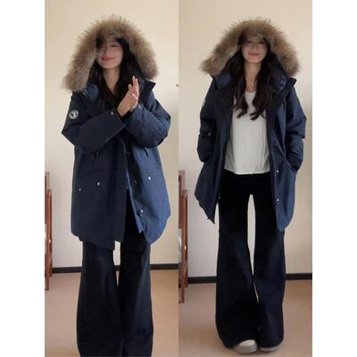 300斤特大码女装加厚工装派克服女胖mm冬季新款加厚连帽棉服外套