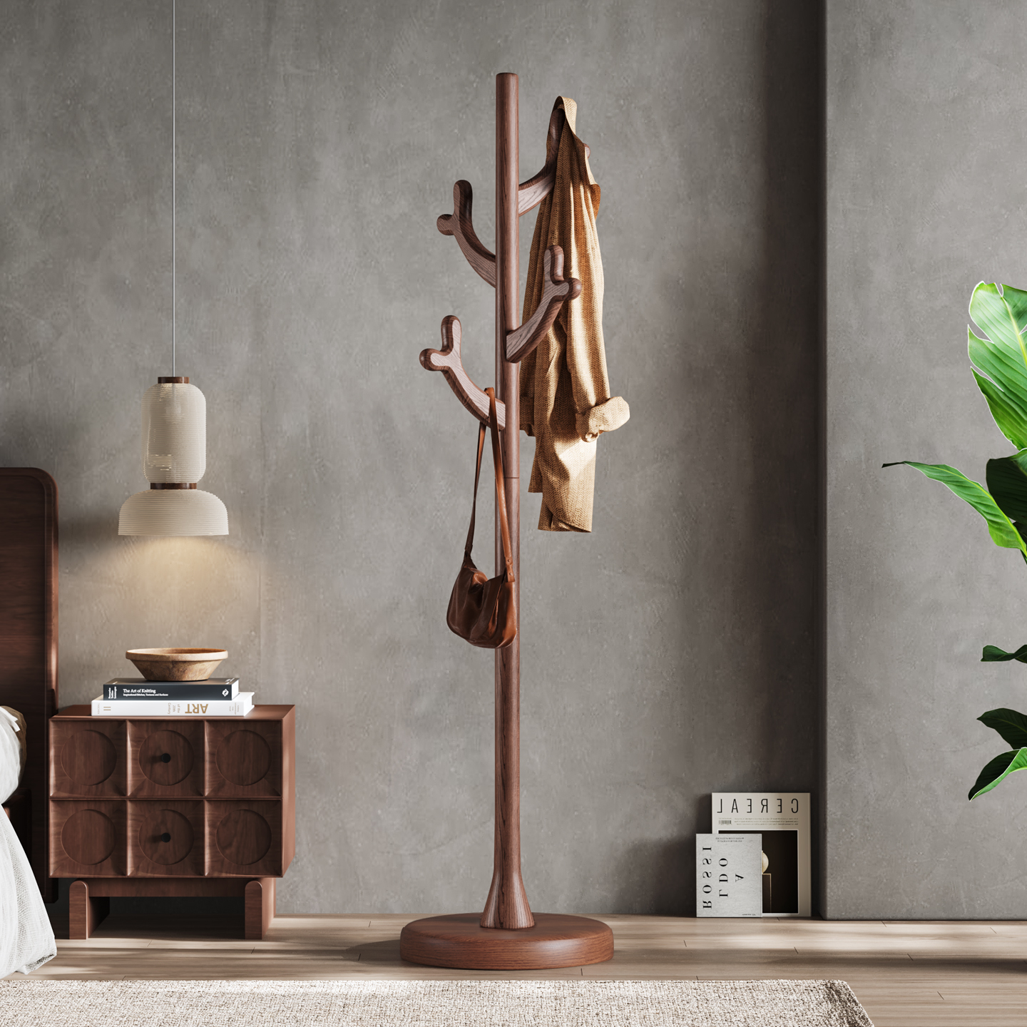 实木衣帽架落地卧室家用小型挂衣