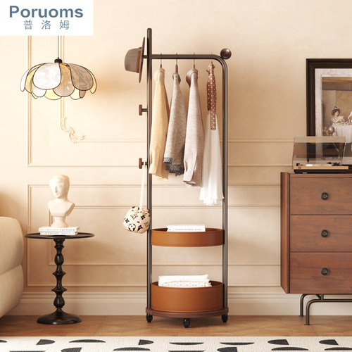 不锈钢双杆落地衣帽架双层可移动