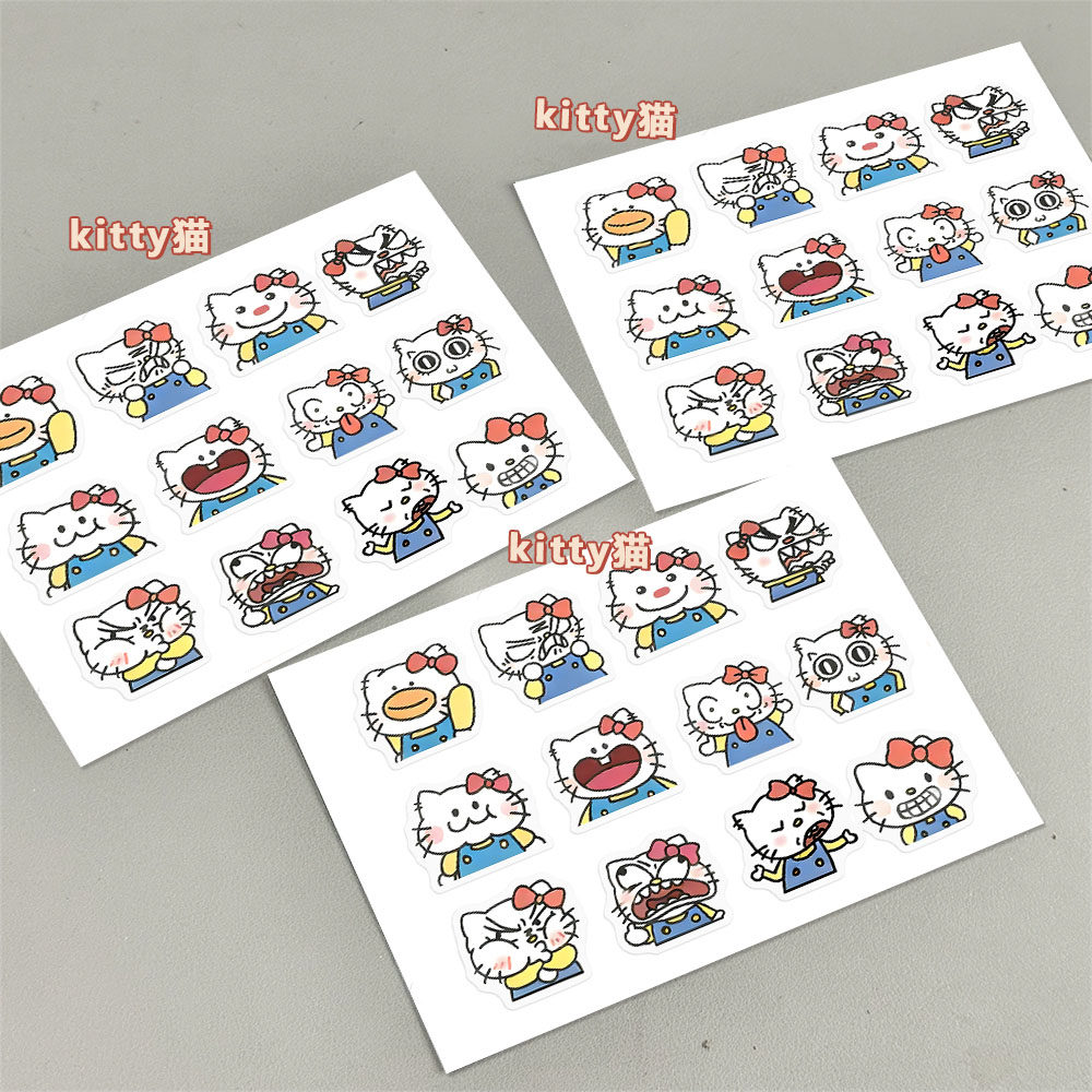 24贴kitty猫转印贴可爱凯蒂猫趣味热门小表情创意装饰水杯手账
