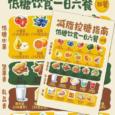 【减脂控糖指南】18张控糖万能公式贴纸低糖饮食一日六餐防水贴画
