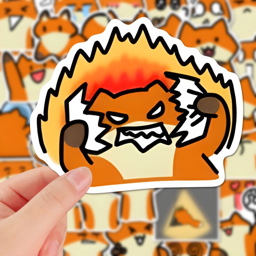 114张小狐狸可爱卡通Q版动物表情贴纸学生手账手机壳创意装饰贴画