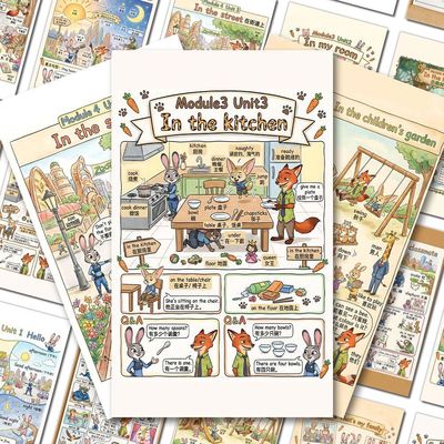 36张疯狂动物城英语贴纸英语早教启蒙趣味学习英语思维导图自粘贴