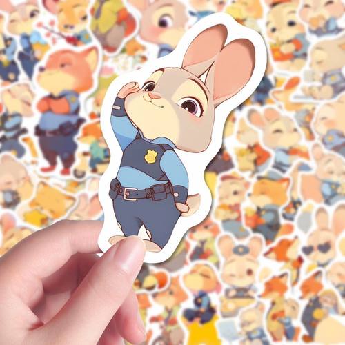 63贴疯狂动物贴纸朱迪尼克兔子警官贴画卡通可爱周边diy装饰手账