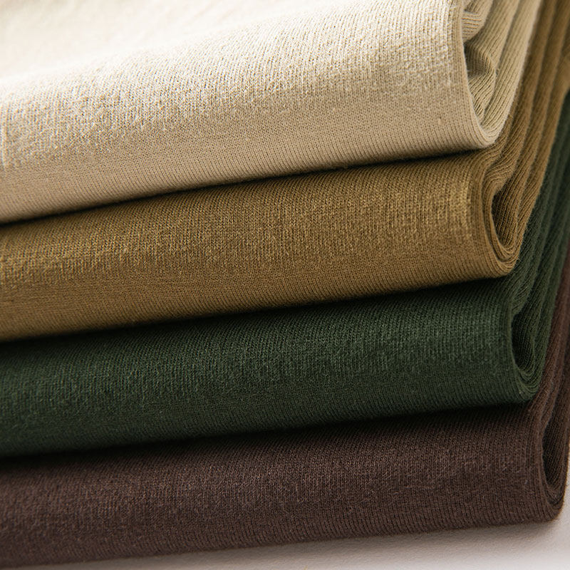 신강 코튼 헤비급 라운드 넥 반팔 티셔츠 일본 복고풍 코튼 루즈 티셔츠 솔리드 컬러 캐주얼 탑 여름 T