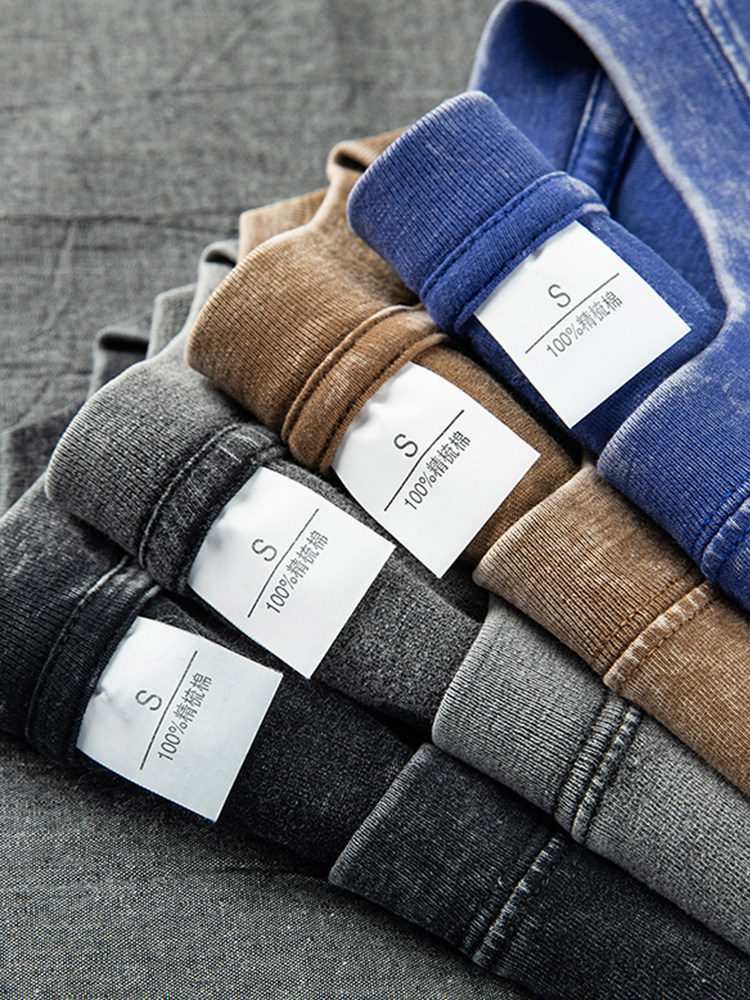 씻고 괴로워  남성과 여성을 위한 230G 헤비급 순면 반팔 티셔츠 다용도 여름 솔리드 컬러 심플 루즈 티셔츠