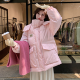 黄色连帽羽绒棉服女2025冬季新款奶fufu韩系减龄加厚保暖棉衣棉袄，女装棉衣/棉服，浙宝173