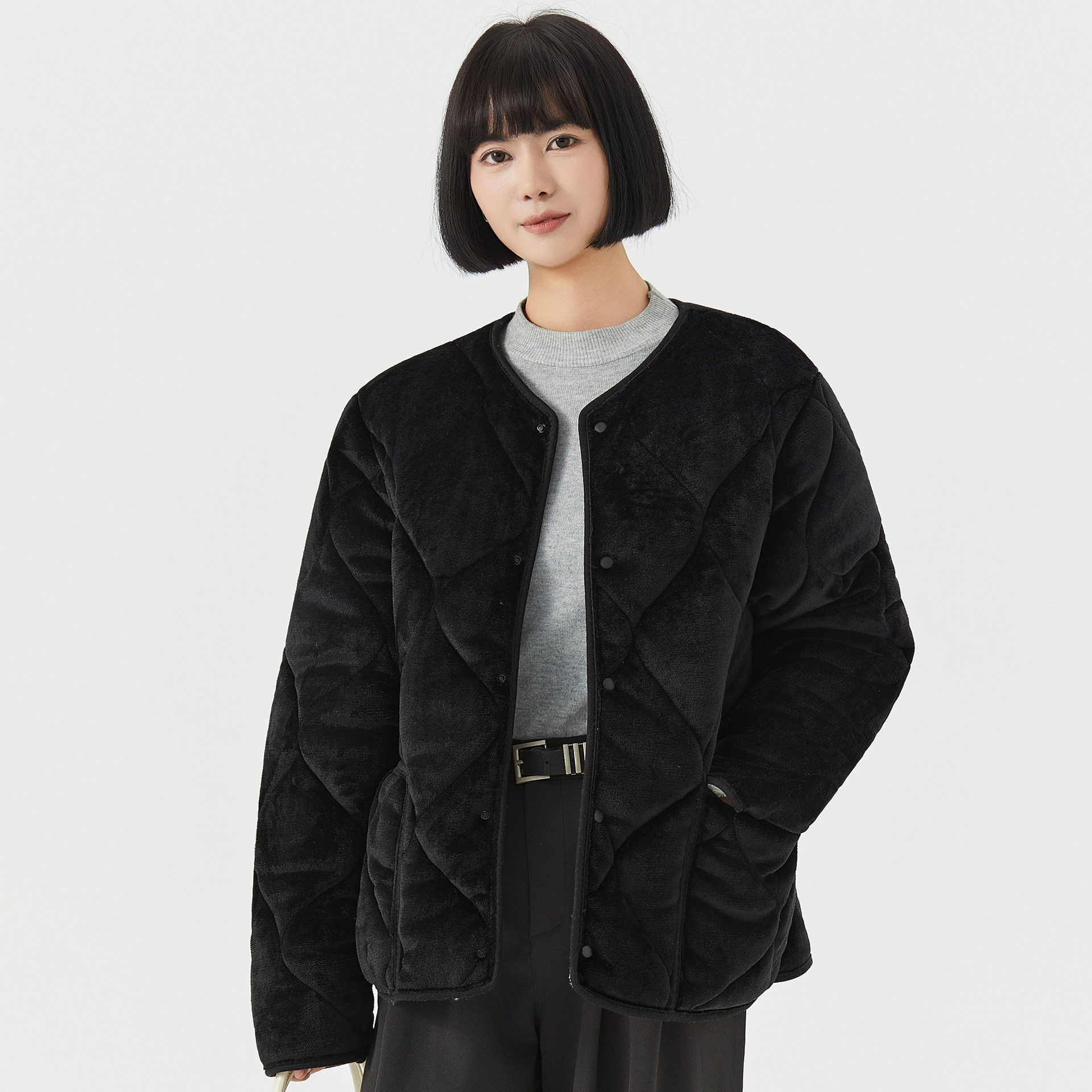 女士冬季保暖长袖棉内胆女款家居情侣男女棉衣棉服加绒双面绒2634