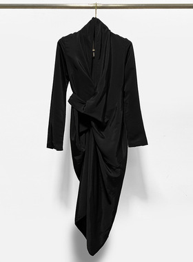 SUBHUMAN女款丨包臀连衣裙系带欧美气质深V领长袖修身显瘦风衣