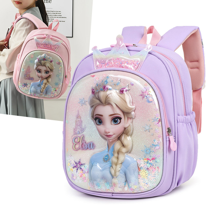 新款爱莎公主书包幼儿园女冰雪奇缘小中班双肩包可爱猫咪儿童背包