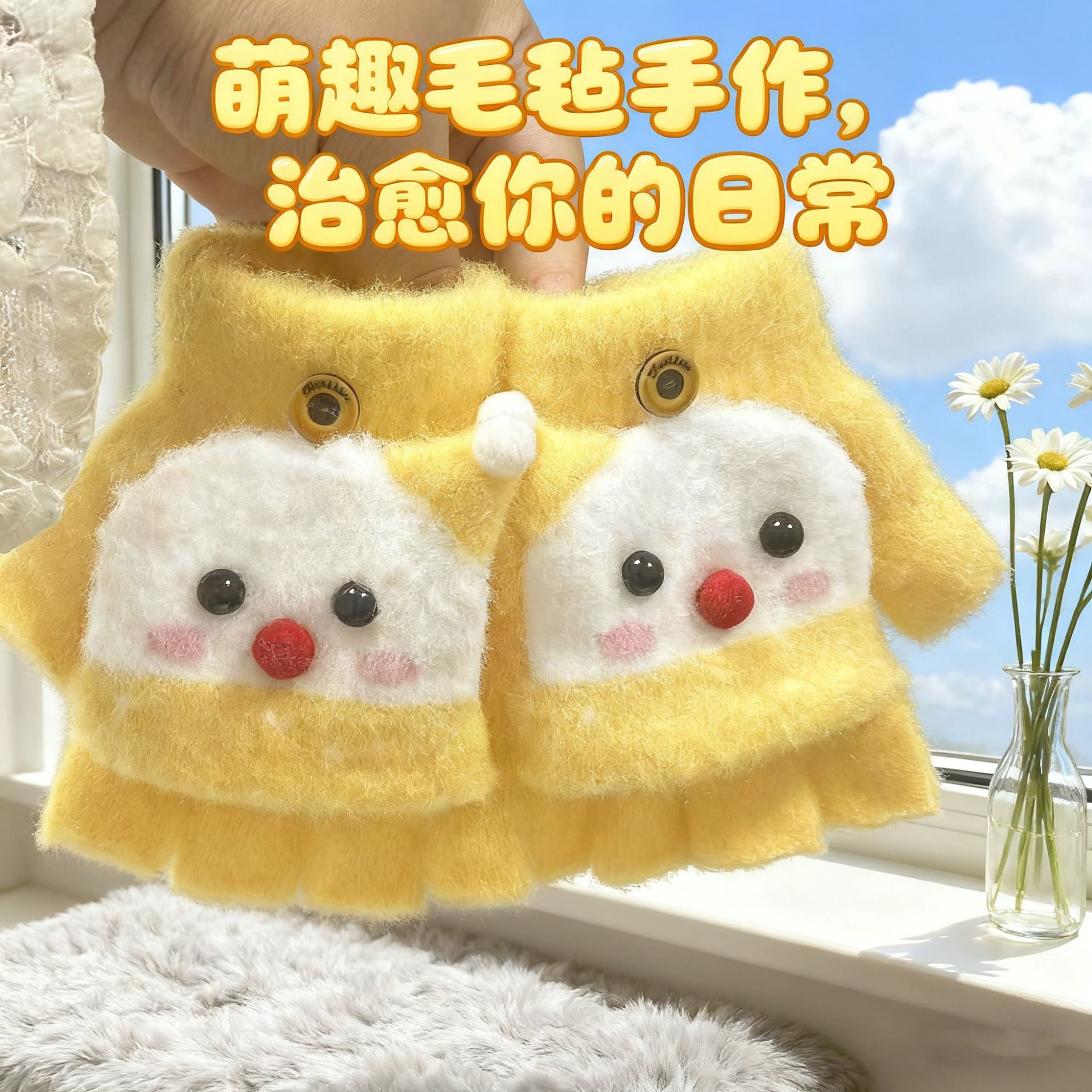 定制LOGO新款儿童可爱雪人翻盖手套冬天加绒保暖女童半指套男孩