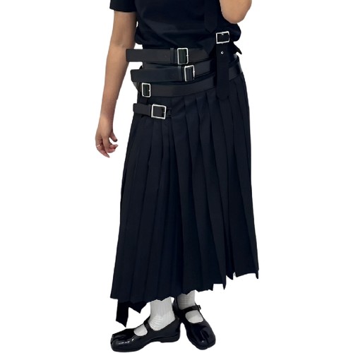 定制2024秋冬新品暗黑先锋设计师小众品牌女装不规则多裤腰百褶裙