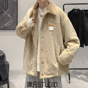 新款中长款灯芯绒冬季复古加厚保暖韩版男女棉衣棉服休闲宽松外套