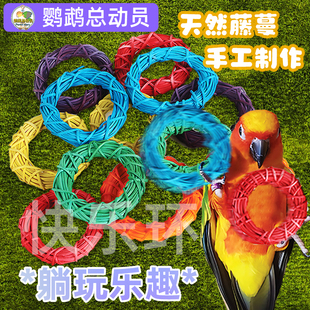 鹦鹉玩具啃咬快乐环解闷自嗨藤编天然鸟玩具大全训练益智足部觅食