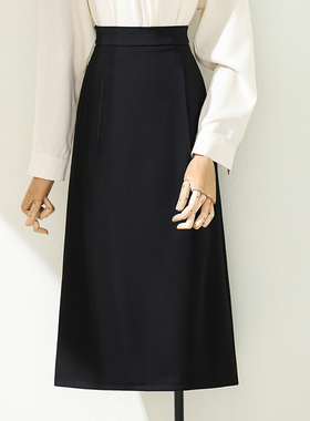 春季黑色职业通勤高腰西装半身裙装2026夏新款包臀直筒中长0115k