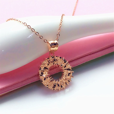 14K玫瑰金拉丝碎冰冰甜甜圈吊坠