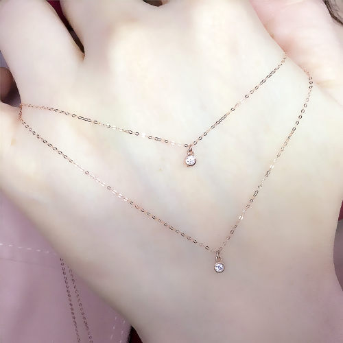 14K玫瑰金精致小泡泡套链