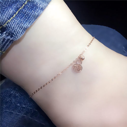 14K玫瑰金葫芦精致脚链