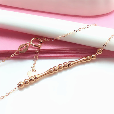 14K玫瑰金竹节珠珠项链